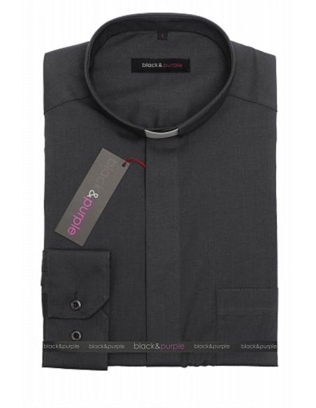 Camisa Popelín Cuello Tirilla Manga Larga Negra Xxl
