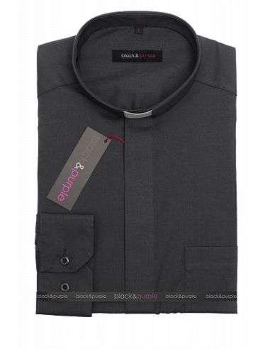 Camisa Popelín Cuello Tirilla Manga Larga Negra L