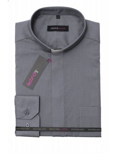 Camisa Popelín Cuello Tirilla Manga Corta Grafito S