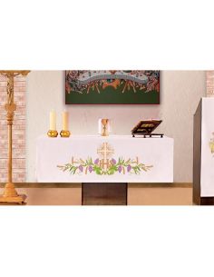 Mantel altar 150x250cm bordado cruz-jhs frontal poliéster 80%