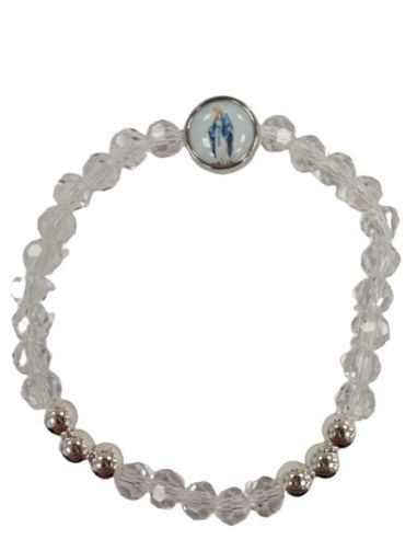 Brazalete Cristal 6 Bol.Metal Transparente Milagrosa