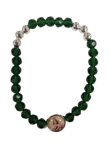 Brazalete Cristal 6 Bol.Metal Verde Oscuro Carmen