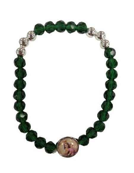 Brazalete Cristal 6 Bol.Metal Verde Oscuro Carmen