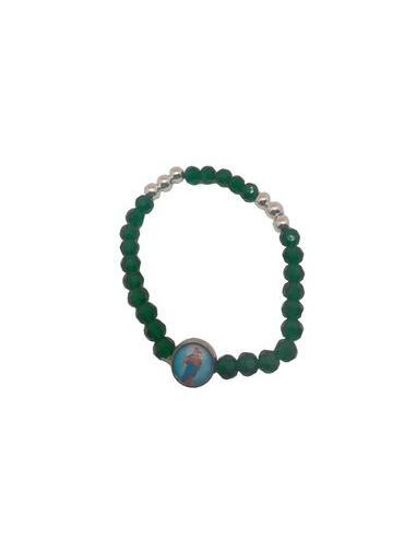 Brazalete Cristal 6 Bol.Metal Verde Oscuro Auxiliadora