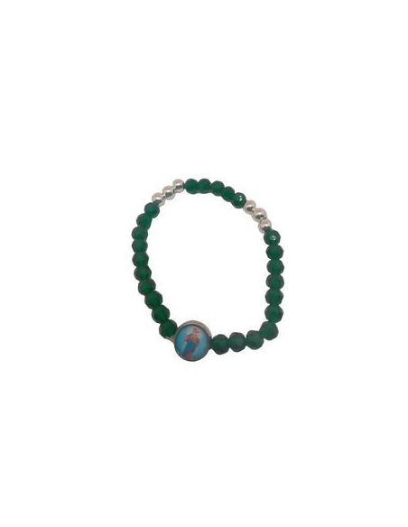 Brazalete Cristal 6 Bol.Metal Verde Oscuro Auxiliadora