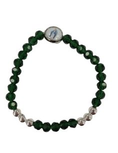 Brazalete Cristal 6 Bol.Metal Verde Oscuro Milagrosa