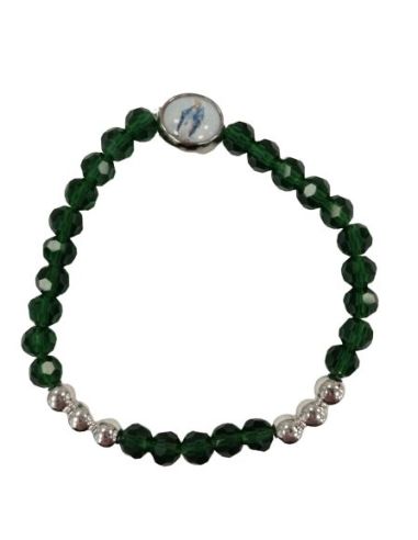 Brazalete Cristal 6 Bol.Metal Verde Oscuro Milagrosa