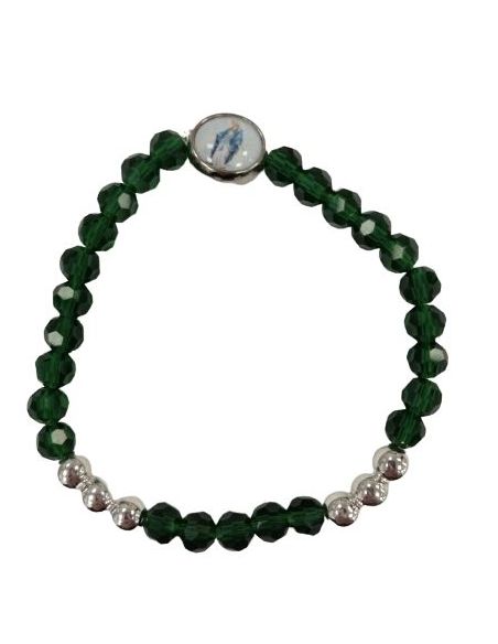 Brazalete Cristal 6 Bol.Metal Verde Oscuro Milagrosa