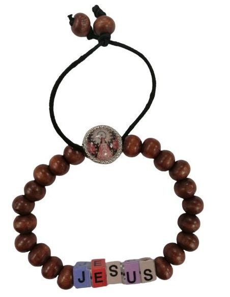 Brazalete Madera Letra Cubos Jesus - Virgen Del Pilar
