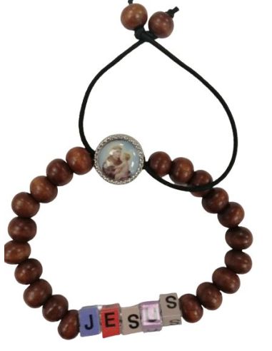 Brazalete Madera Letra Cubos Jesus - San Antonio