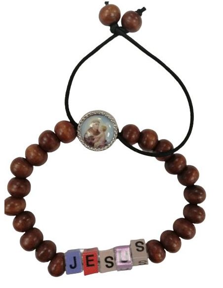 Brazalete Madera Letra Cubos Jesus - San Antonio