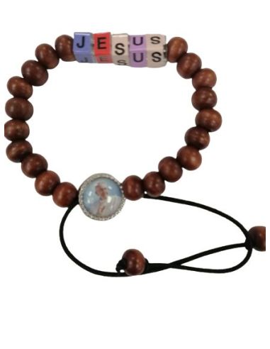 Brazalete Madera Letra Cubos Jesus - Papa Francisco