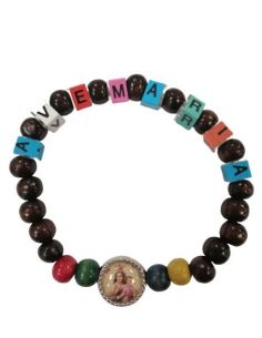 Brazalete Madera Letras Cubo Ave Maria V.Carmen