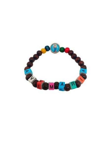 Brazalete Madera Letras Cubo Ave Maria Auxiliadora