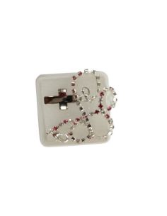 Pulsera Metal Brillantes Rosas Cruz Bombata