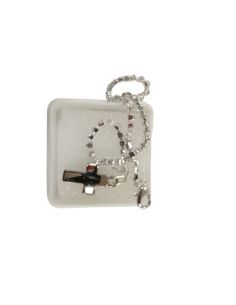 Pulsera Metal Brillantes Transparente Cruz Bombata