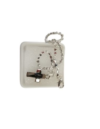 Pulsera Metal Brillantes Transparente Cruz Bombata