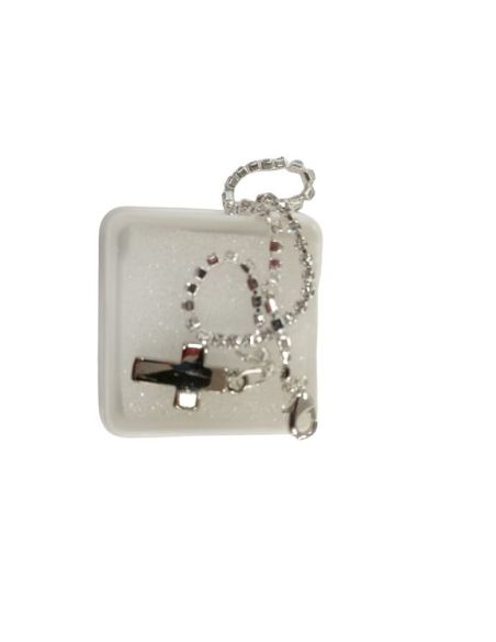 Pulsera Metal Brillantes Transparente Cruz Bombata