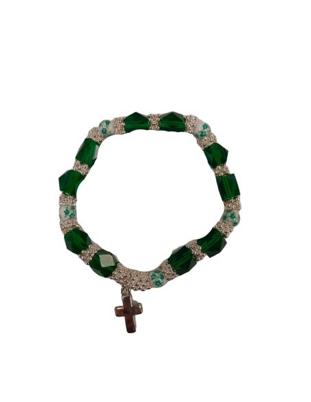 Brazalete Metal 8Mm Crital Verde C/Curz