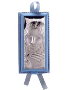 Cuadro Azul Plata Cristo 7,15X14 Cm