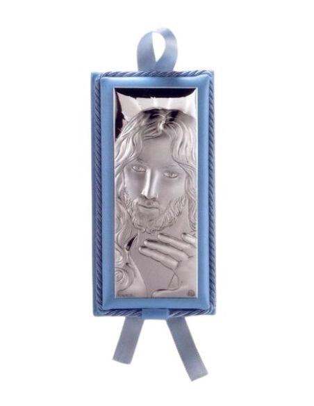 Cuadro Azul Plata Cristo 7,15X14 Cm