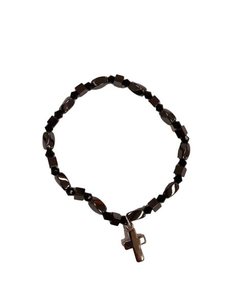 Brazalete Hetamatite Curvo 4X9 Y Cristales C/Cruz