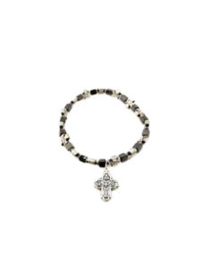 Pulsera cubos hematine c/cruz