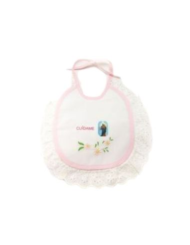 Babero bordado maría auxiliadora rosa