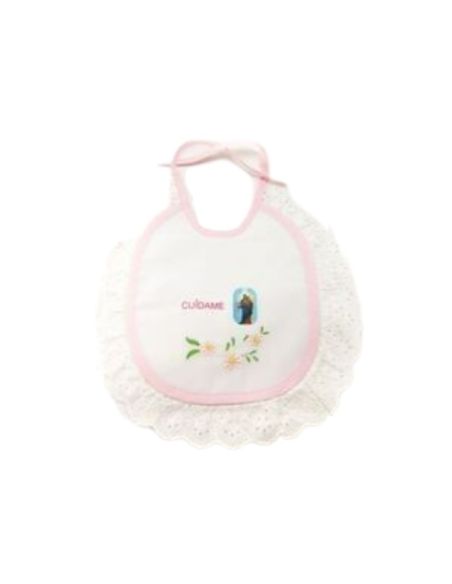 Babero bordado maría auxiliadora rosa