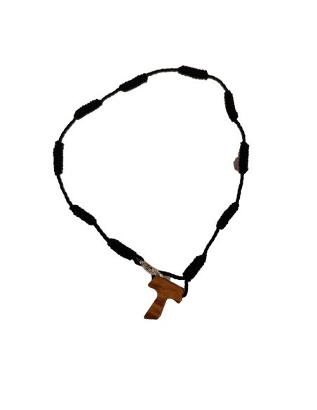 Pulsera Cuerda Negra Tau Nudos
