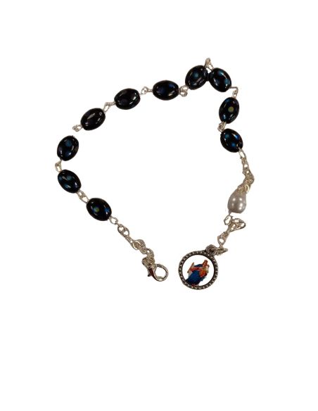 Pulsera Cristal Negra Efect Semillas 6X8 Auxiliadora