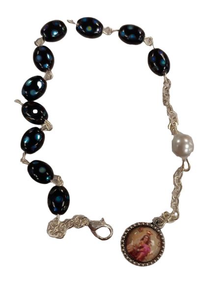 Pulsera Cristal Negra Efect Semillas 6X8 V.Carmen