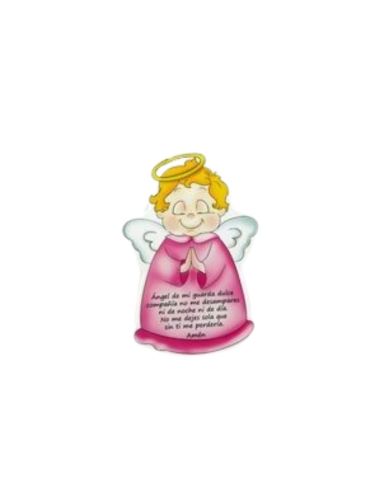 Silueta angel colgar 13x20cm oracion rosa
