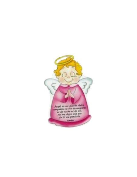 Silueta angel colgar 13x20cm oracion rosa