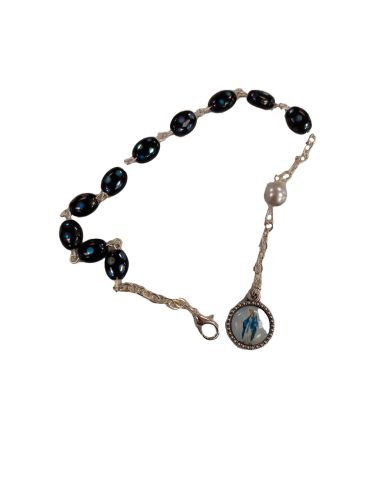 Pulsera Cristal Negra Efect Semillas 6X8 Milagrosa