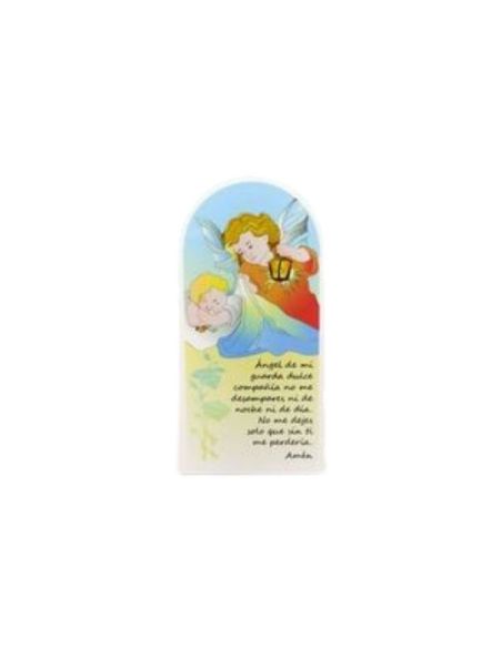 Cuadro madera14,5x28cm angel con farol