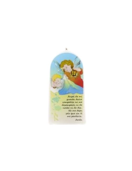 Cuadro madera12x23cm angel con farol