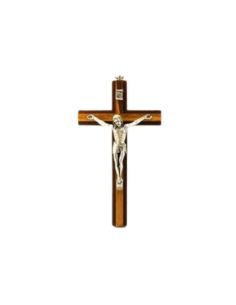 Cruz caoba-olivo cristo plateado 4286m 15cm