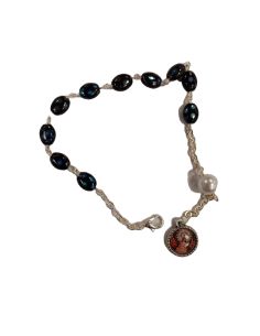 Pulsera Cristal Negra Efect Semillas 6X8 V. Pilar