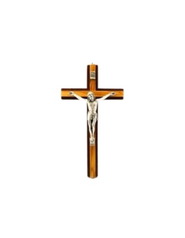 Cruz caoba-olivo cristo plateado 4286 20cm