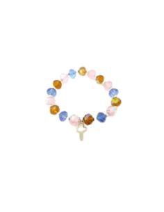 Brazalete cristal colores cruz tau metal