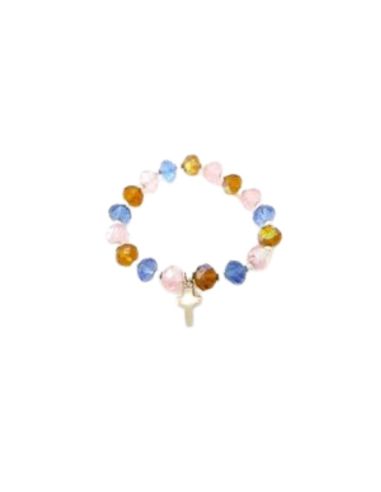 Brazalete cristal colores cruz tau metal