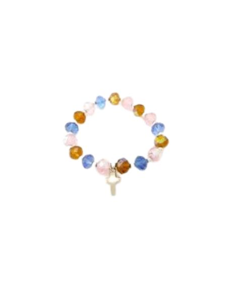 Brazalete cristal colores cruz tau metal
