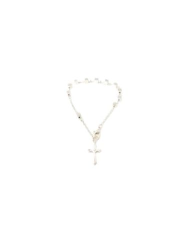 Pulsera metal plateada cubos c/cruz|Libreriasalesiana