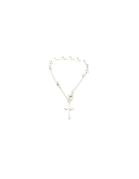 Pulsera metal plateada cubos c/cruz|Libreriasalesiana