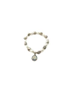 Brazalete cristal blanco metal rosas carmen