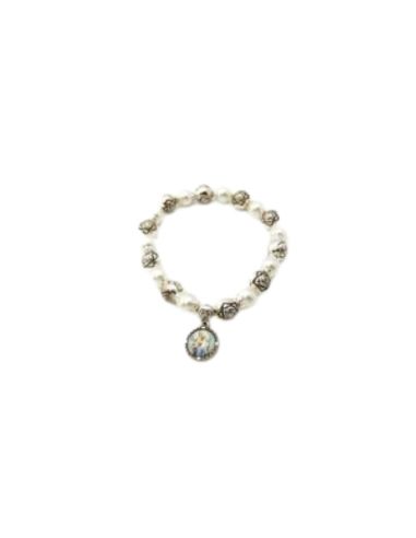 Brazalete cristal blanco metal rosas carmen
