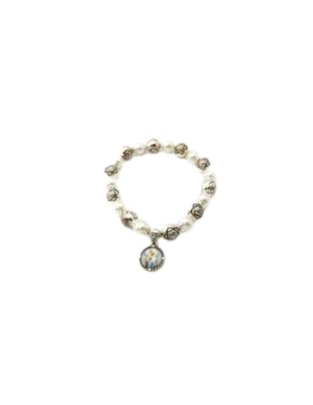 Brazalete cristal blanco metal rosas carmen