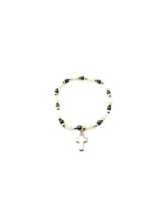 Brazalete madreperla hematites c/cruz