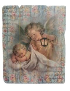 Tabla vintage 23x19cm angel con farol (12)